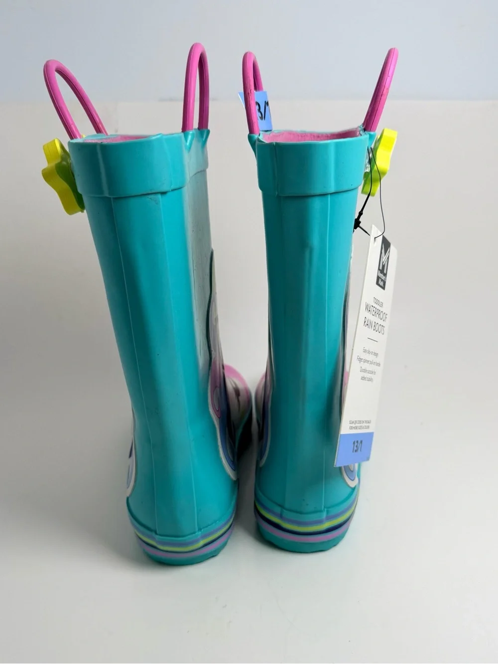 Kids Unicorn Rain Boots - Teal & Pink